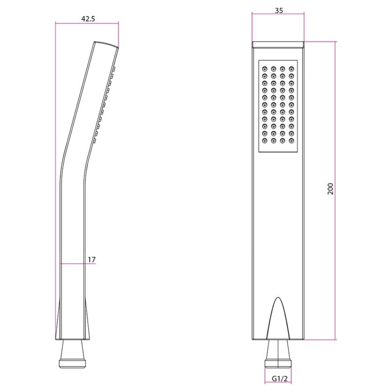 Imex Square Single Function Shower Handset