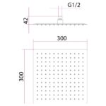 Imex Slimline Polished Stainless Steel Square 300mm Shower Head