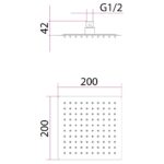 Imex Slimline Polished Stainless Steel Square 200mm Shower Head