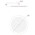 Imex Slimline 250mm Brushed Brass Round Shower Head