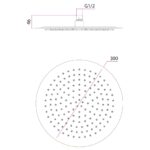 Imex Slimline 300mm Brushed Brass Round Shower Head
