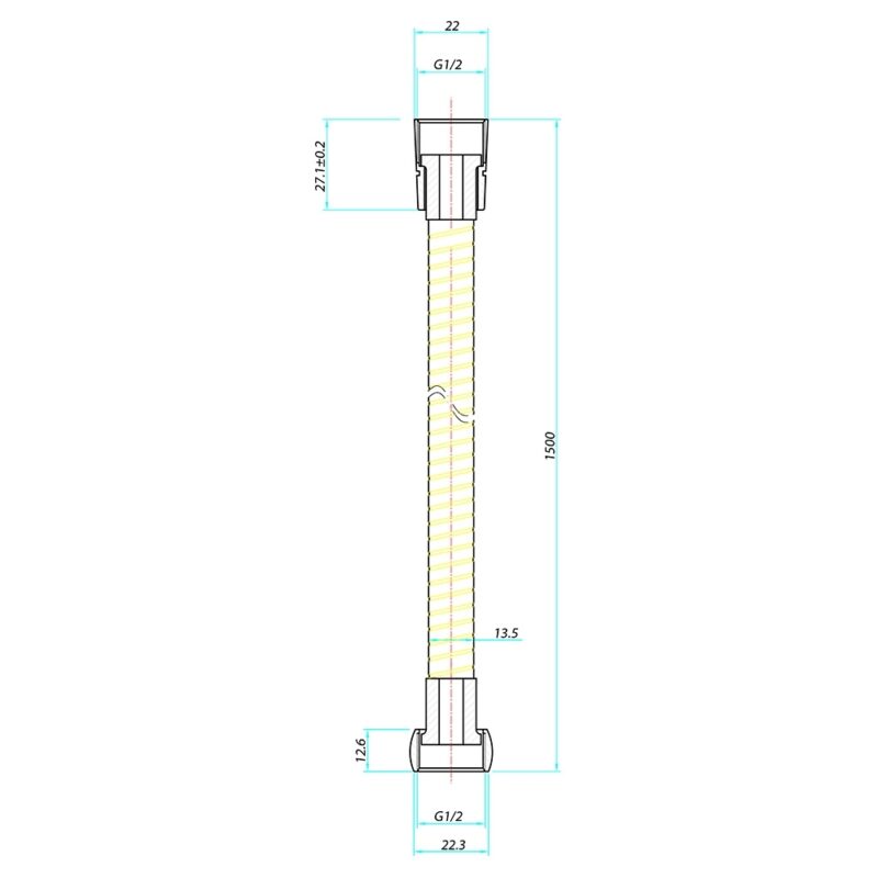 Imex Chrome Plated 7mm Bore Double-Lock Shower Hose 1500mm