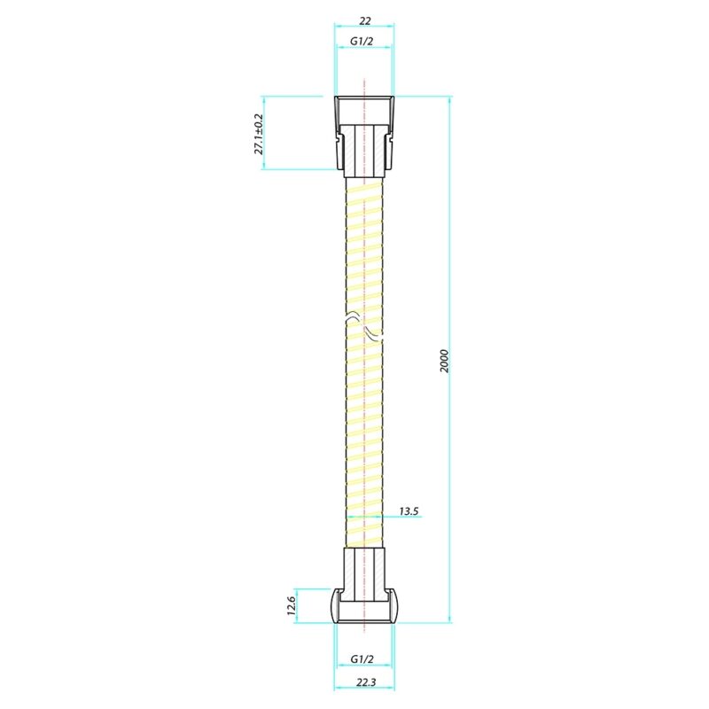 Imex Chrome Plated 7mm Bore Double-Lock Shower Hose 2000mm