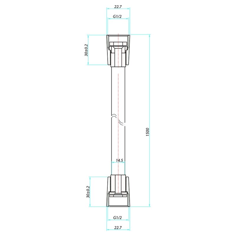 Imex Design Brushed Brass Smooth Shower Hose 1500mm