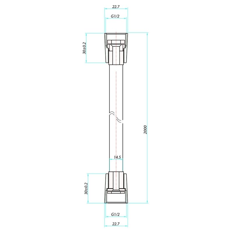 Imex Design 7mm Bore Smooth Shower Hose 2000mm