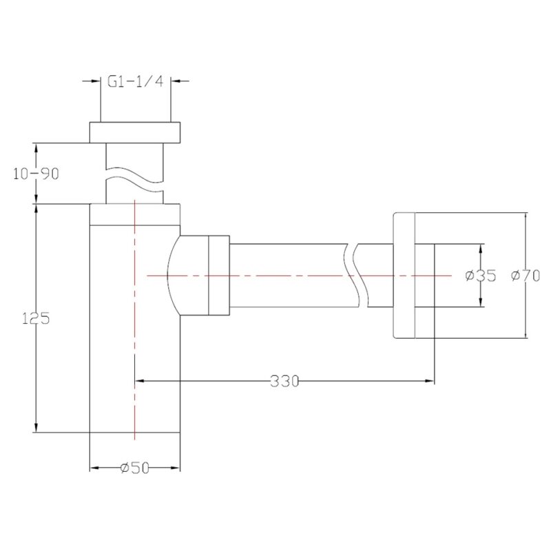 Imex Minimalist 1 1/4" Bottle Trap Brushed Brass