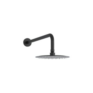 Imex 200mm Stainless Steel Round Slimline Shower Head & Arm Matt Black