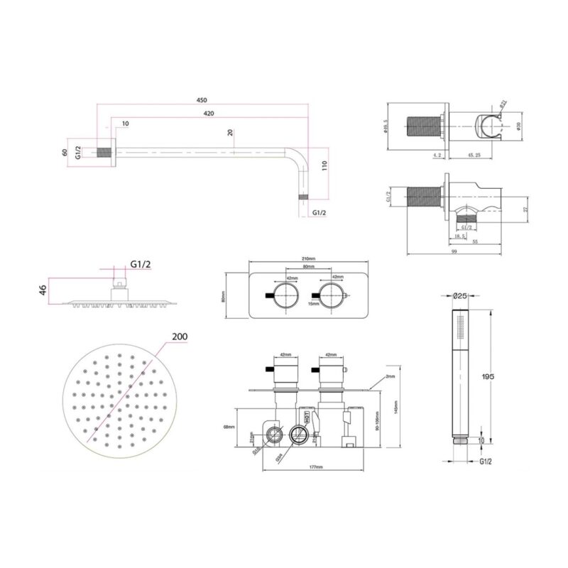 Imex Ravine Concealed Shower Set with Fixed Head & Handset Chrome