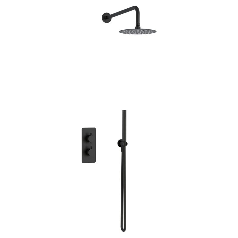 Imex Ravine Concealed Shower Set with Fixed Head & Handset Matt Black Imex Ravine Concealed Shower Set with Fixed Head & Handset Matt Black