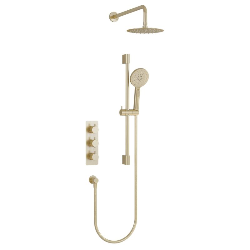 Imex Ravine 3 Control Valve with Fixed Head & Slide Rail Kit Brushed Brass Imex Ravine 3 Control Valve with Fixed Head & Slide Rail Kit Brushed Brass