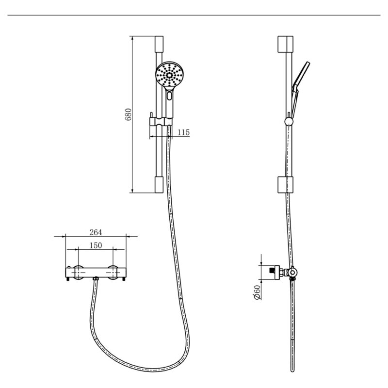 Imex Ravine Cool Touch Thermostatic Bar Shower Set Brushed Brass