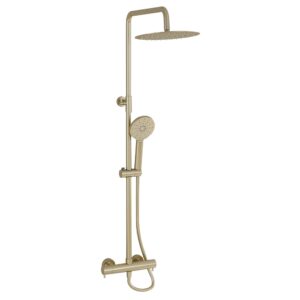 Imex Ravine Shower Set with Riser, Fixed Head & Handset Brushed Brass