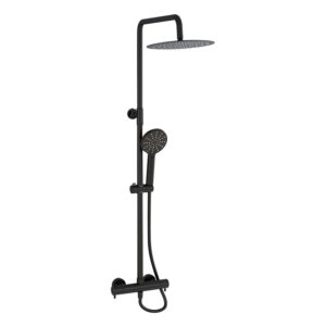 Imex Ravine Shower Set with Riser, Fixed Head & Handset Matt Black