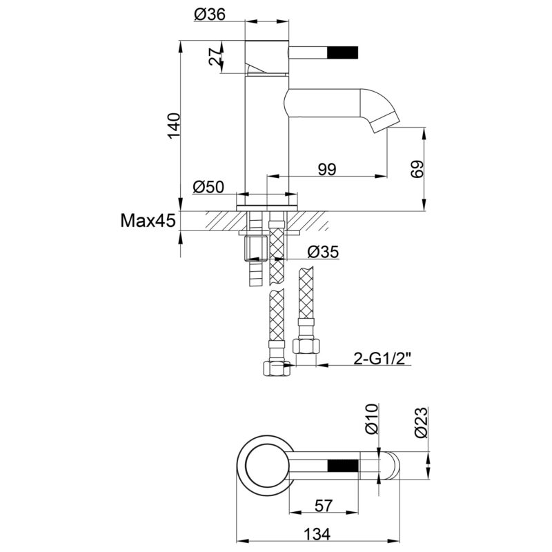 Imex Ravine Basin Mixer Tap Brushed Brass