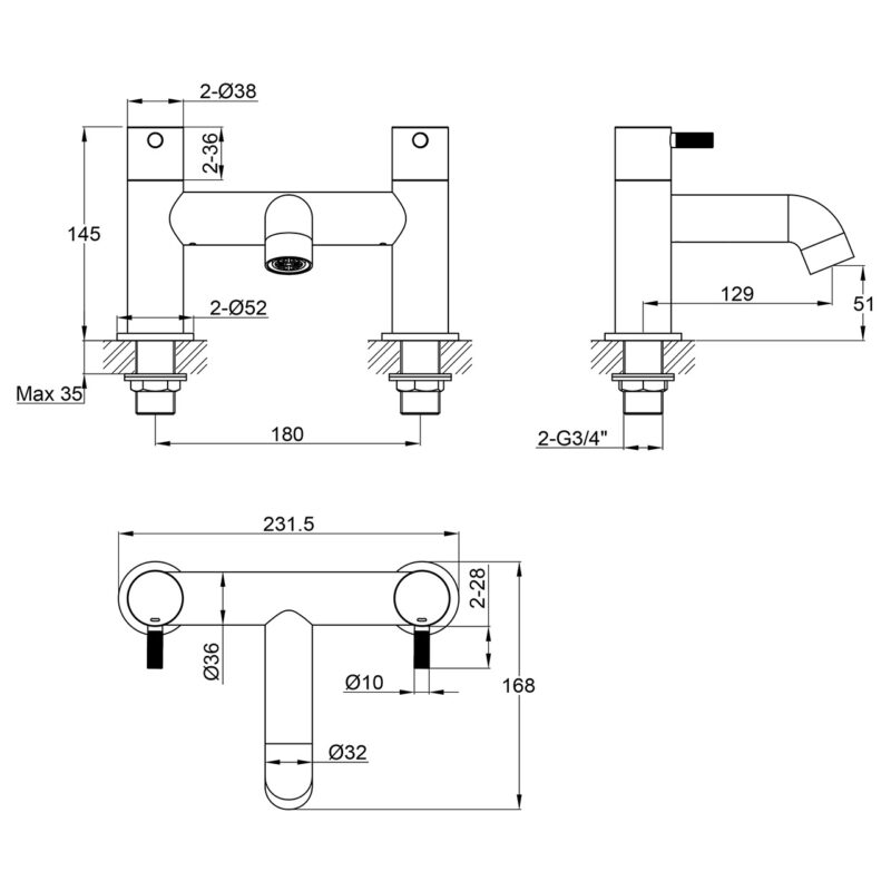 Imex Ravine Bath Filler Tap Chrome
