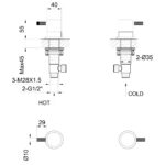 Imex Ravine Deck Mounted Cold/Hot Shut Off Valves Chrome