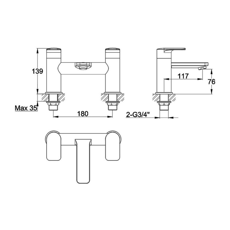 Imex Suburb Bath Filler Tap Chrome