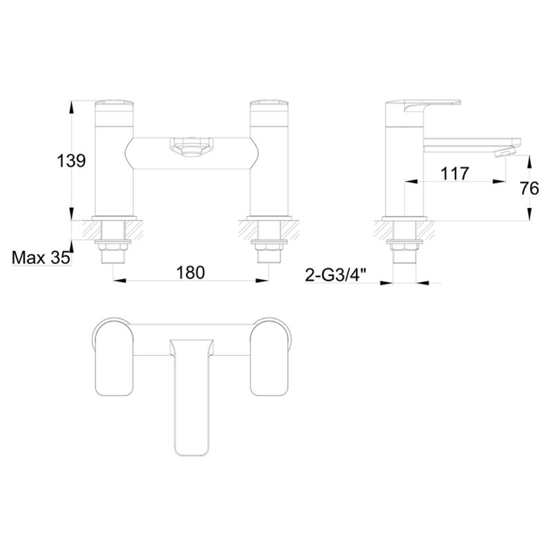 Imex Suburb Bath Filler Tap Matt Black