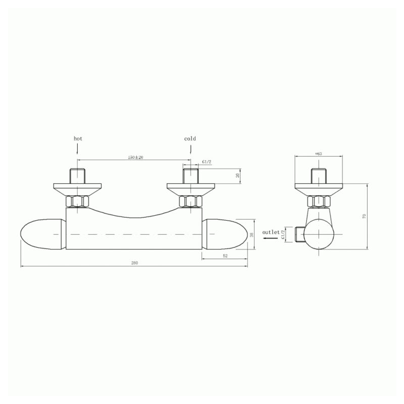 Imex Thermoforce 1 Round Bar Shower Valve & Kit