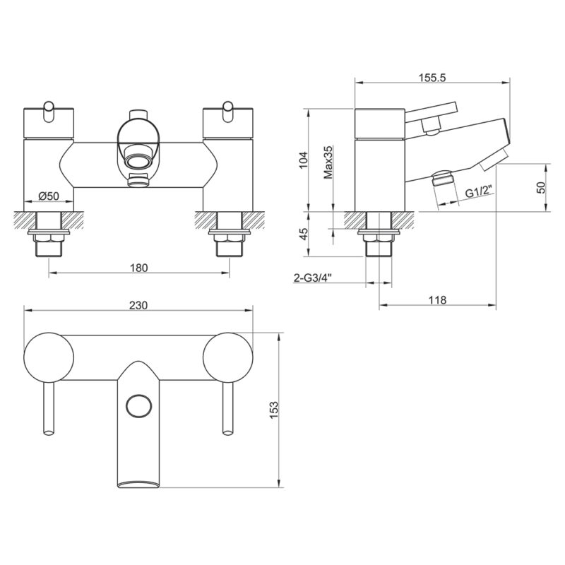 Imex Xcite Bath Shower Mixer Tap with Shower Kit