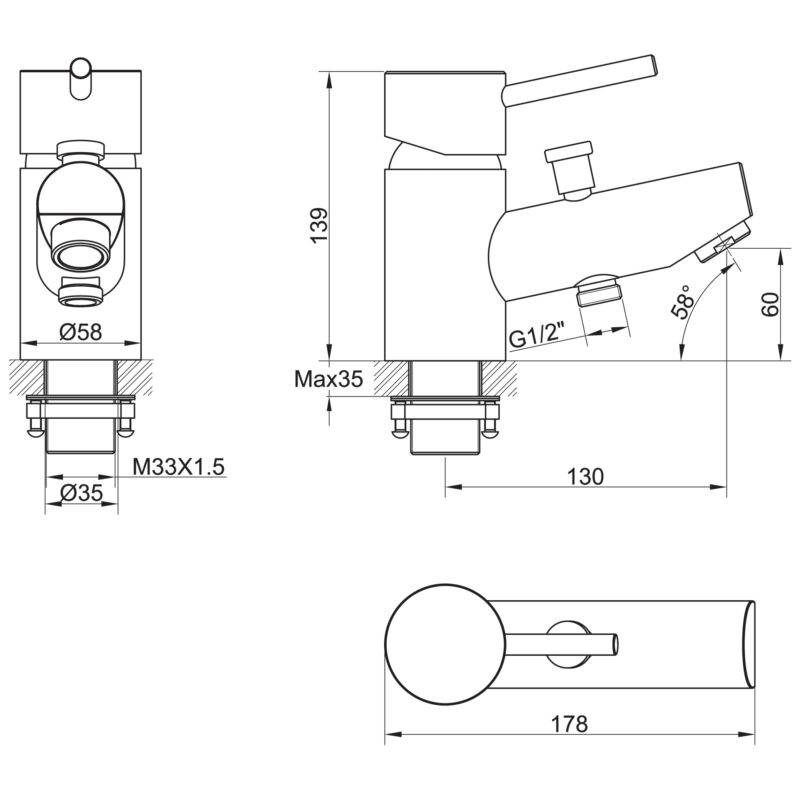 Imex Xcite Mono Bath Shower Mixer Tap with Shower Kit