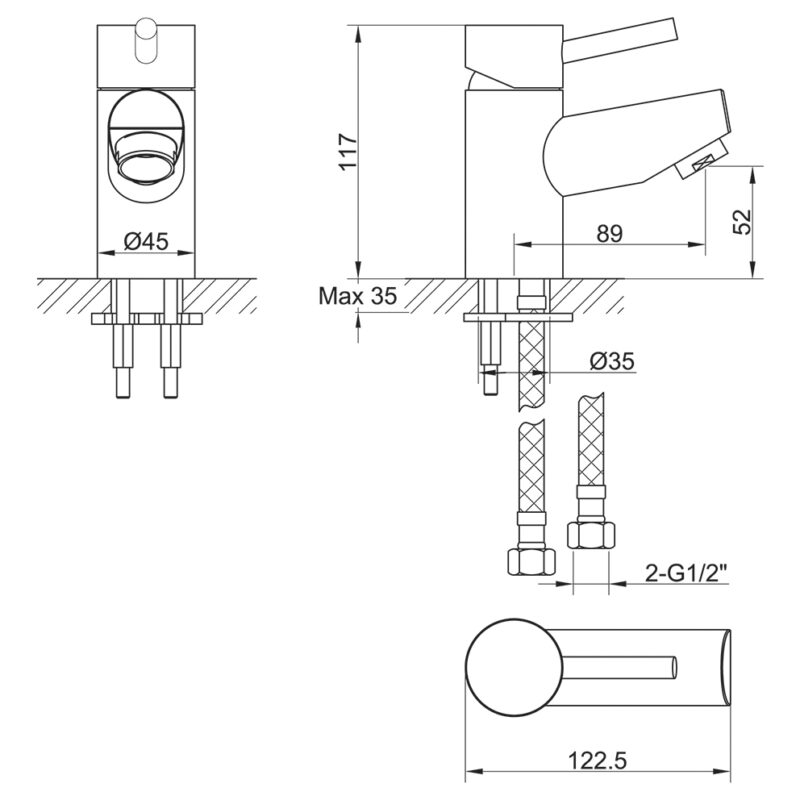 Imex Xcite Small Single Lever Basin Mixer Tap