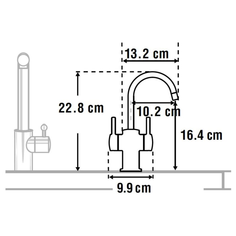 InSinkErator FHC3010 Hot/Cold Water Mixer Tap & Neo Tank Brushed