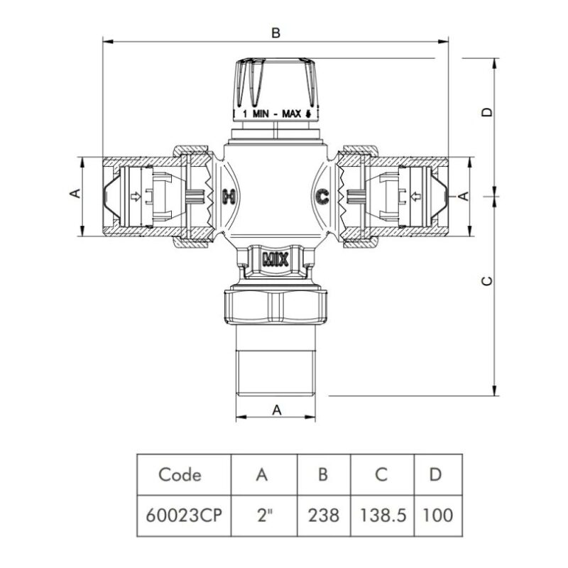 Inta Intamix 2" Male BSP Thermostatic Mixing Valve