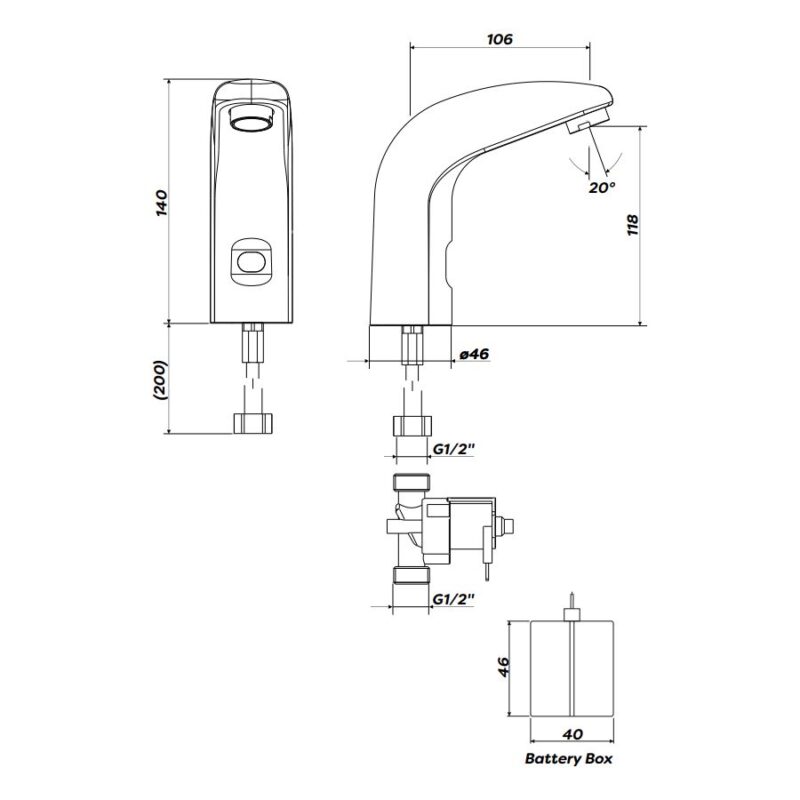 Inta Contemporary Infrared Basin Tap (Battery)
