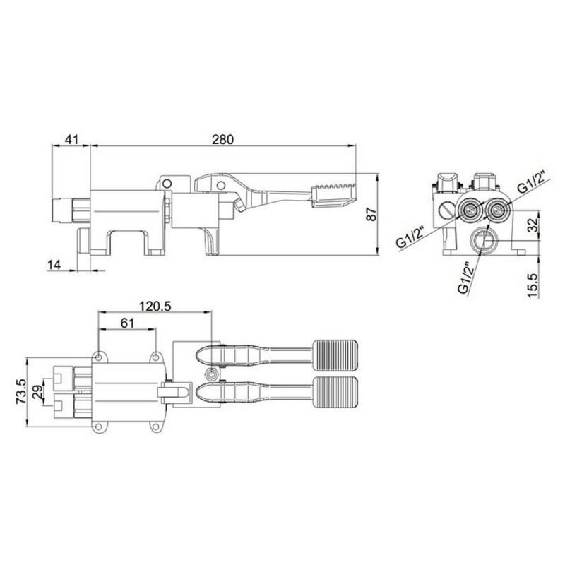 Inta Intajet Foot Operated Floor Mounted Mixing Valve with Stop