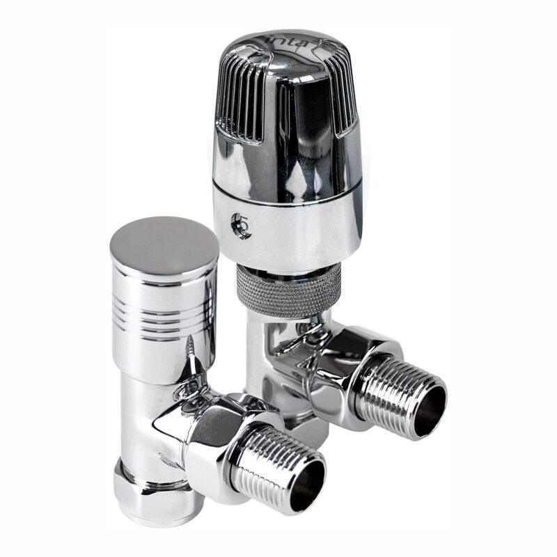 Inta I-Therm 15mm Angled Thermostatic Radiator Valve with Lockshield