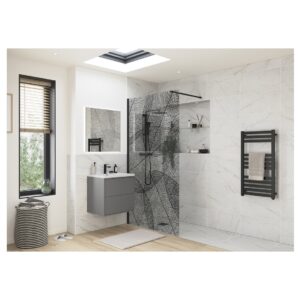 Refresh Wesley Black Leaf Design Wetroom Panel 1200mm