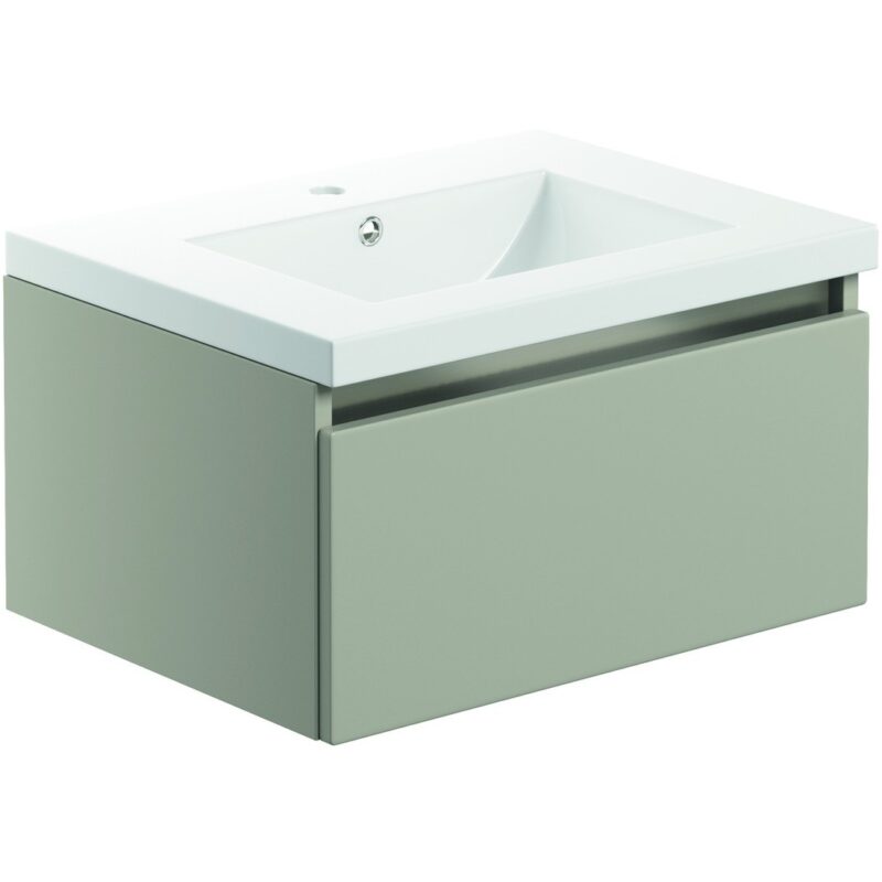 Iona Harold 600mm 1 Drawer Wall Unit & Basin Latte Iona Harold 600mm 1 Drawer Wall Unit & Basin Latte