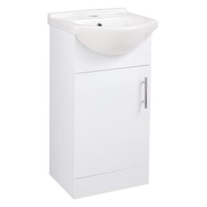 Iona Woodford 450mm Unit & Basin White Gloss