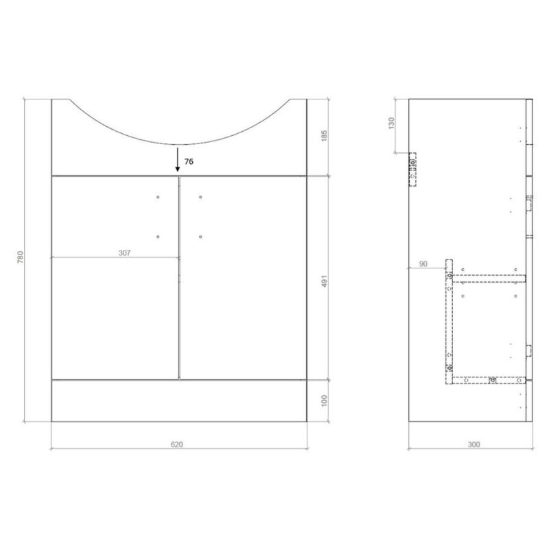 Iona Woodford 650mm Basin & WC Unit Pack White