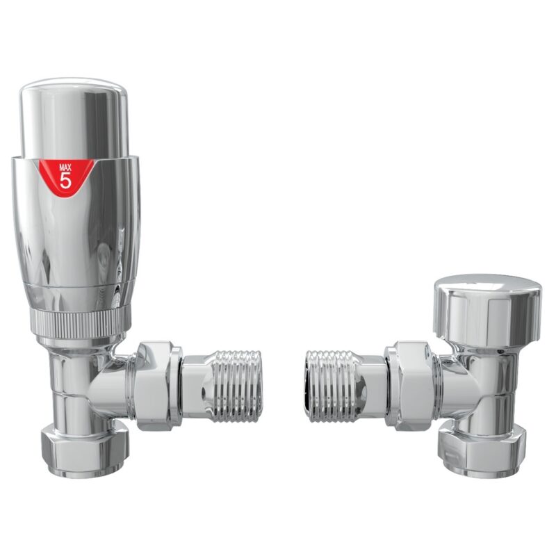 Iona Angled Thermostatic Radiator Valve Pack Chrome Iona Angled Thermostatic Radiator Valve Pack Chrome