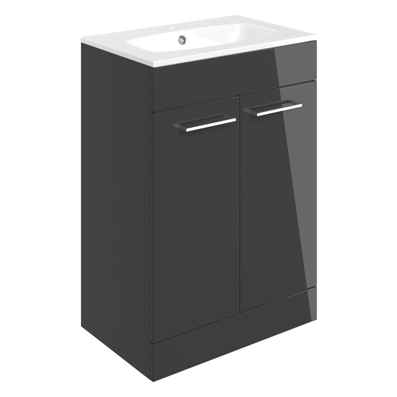 Iona Celo 610mm Floor Unit & Basin Anthracite Gloss Iona Celo 610mm Floor Unit & Basin Anthracite Gloss