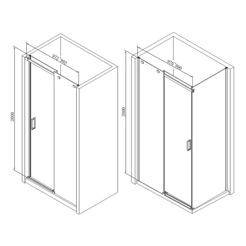 Refresh Wesley Semi-Framed Sliding Door 1000mm