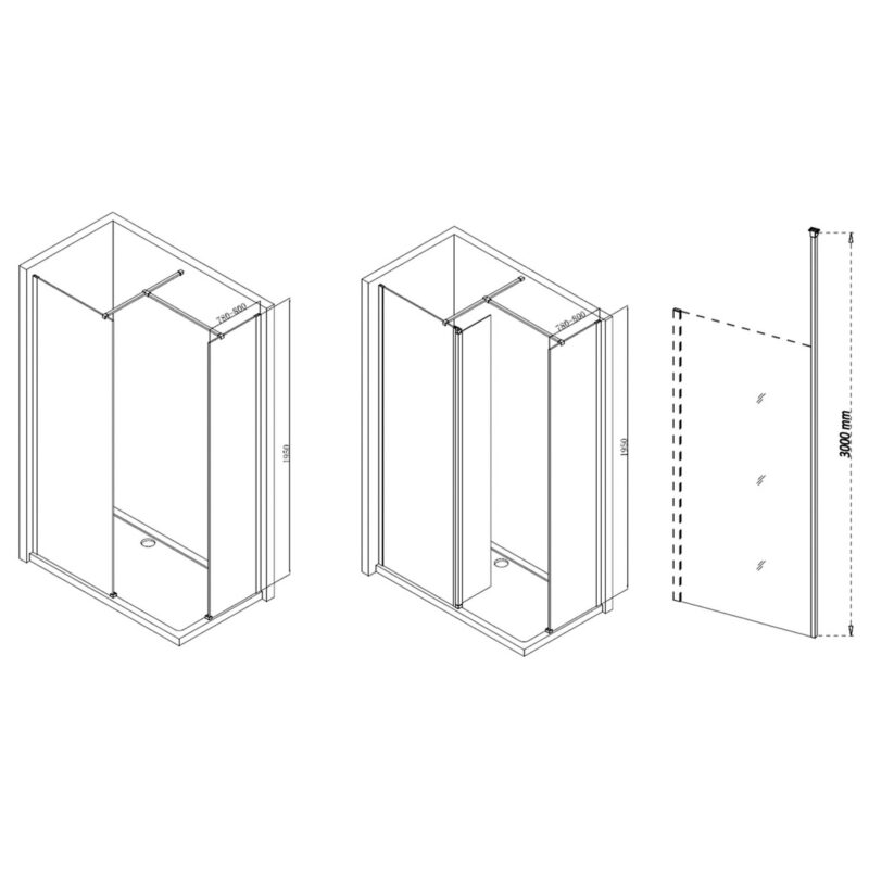Refresh Wesley Wetroom Panel & Floor-to-Ceiling Pole 800mm