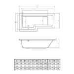 Iona Simplicity L-Shape 1700x700mm Shower Bath Left