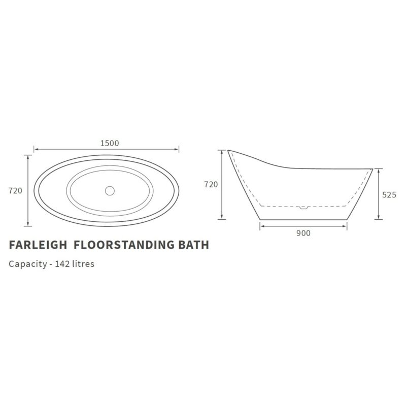 Iona Farnham Freestanding 1500x720mm Bath