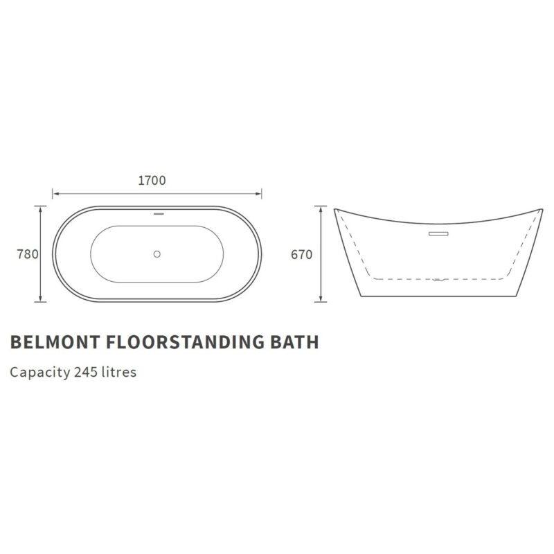 Iona Toronto Freestanding 1700x780mm Bath White