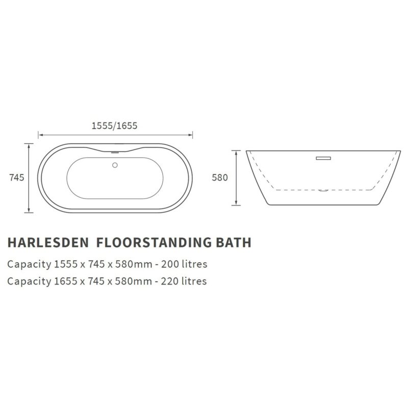 Iona Harlington Freestanding 1550x745mm Bath White