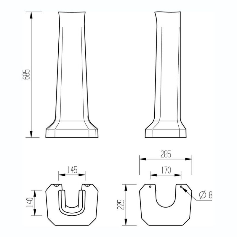 Iona Julian 600mm 1 Taphole Basin & Pedestal