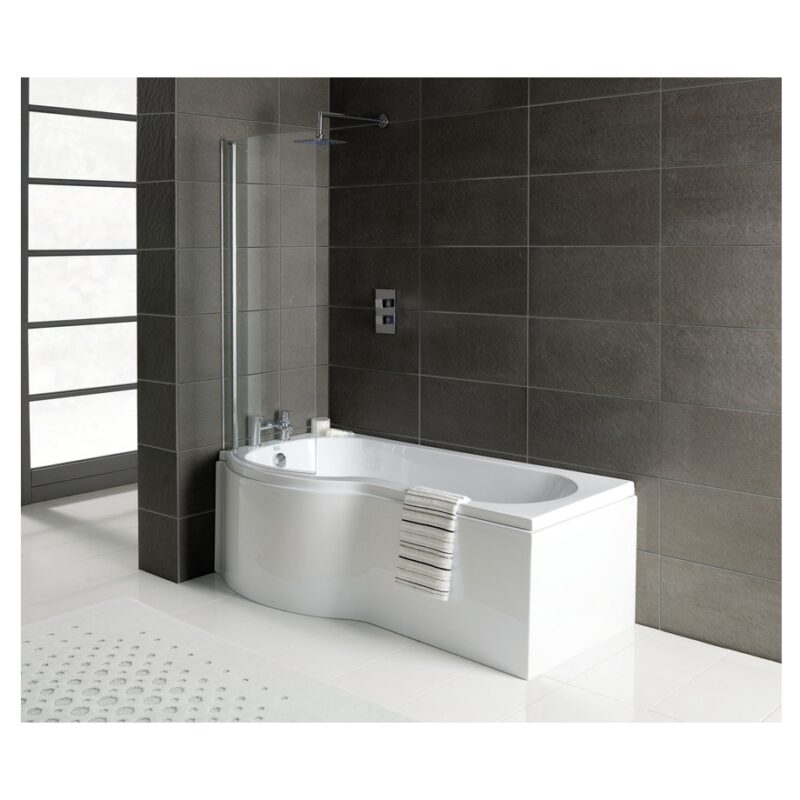 Iona Simplicity P-Shape Shower Bath, Panel & Screen Left
