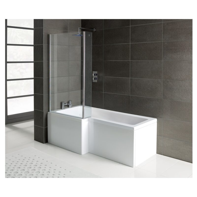 Iona Simplicity L-Shape Shower Bath, Panel & Screen Left