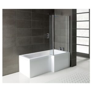 Iona Simplicity L-Shape Shower Bath, Panel & Screen Right