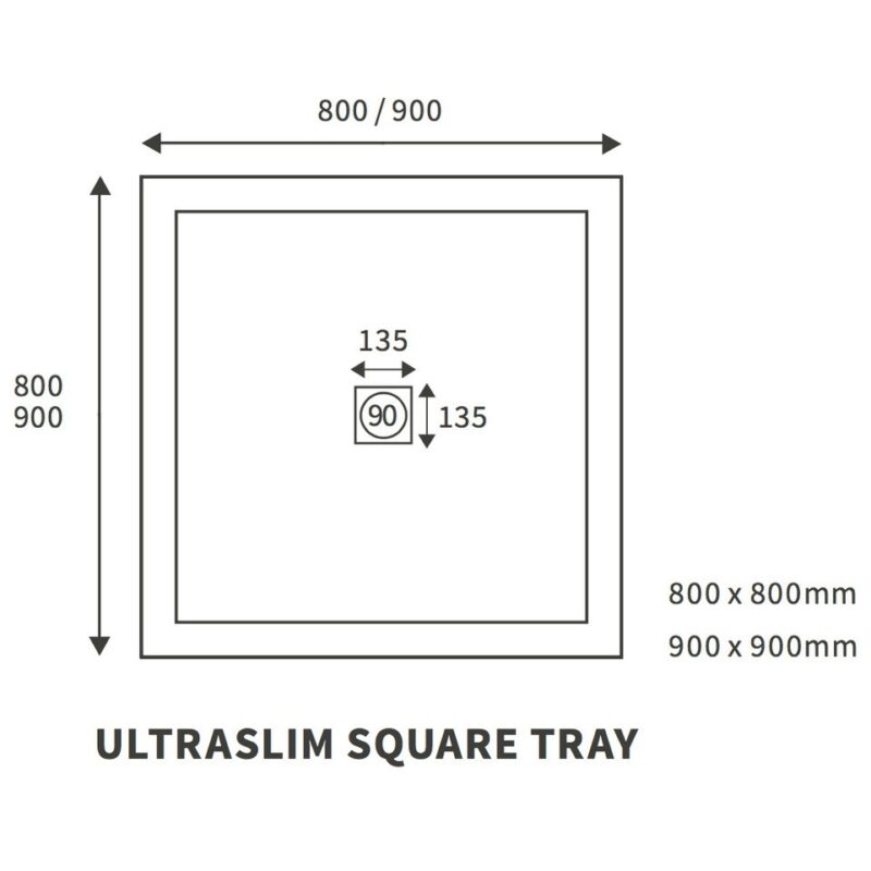 Refresh 25mm Ultra-Slim 800mm x 800mm Square Tray & Waste