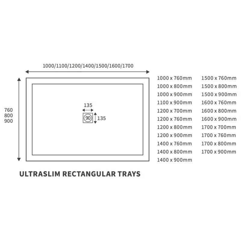 Refresh Ultra-Slim 1000x760mm Rectanglular Tray & Waste