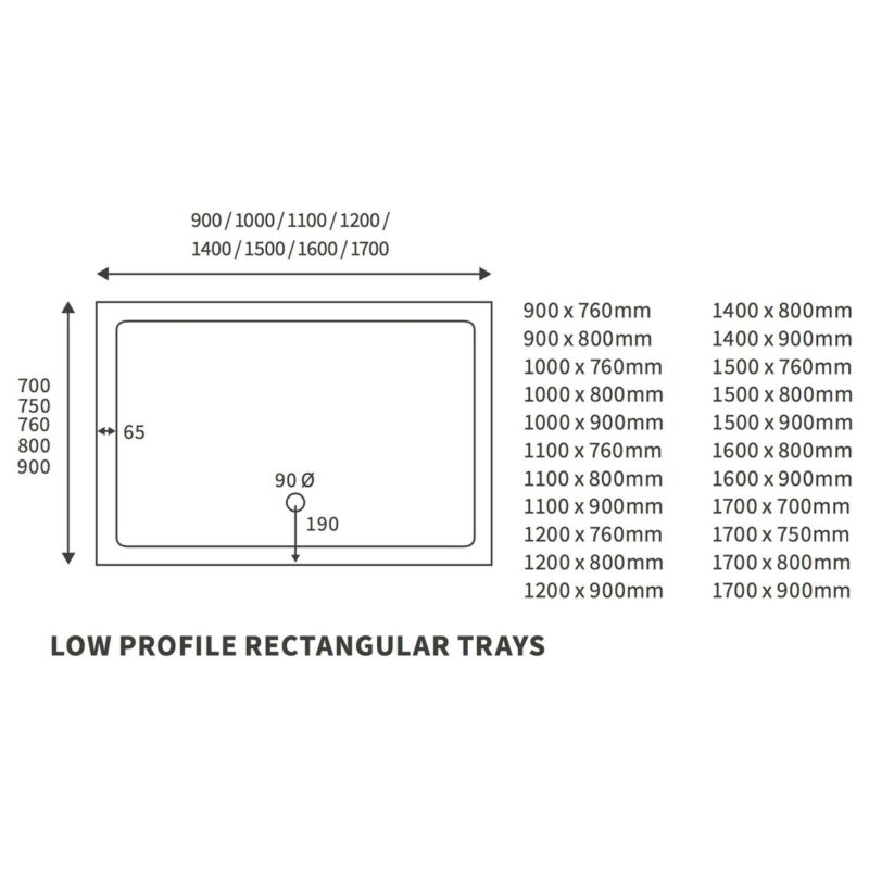Refresh Low Profile 900x760mm Rectanglular Tray & Waste